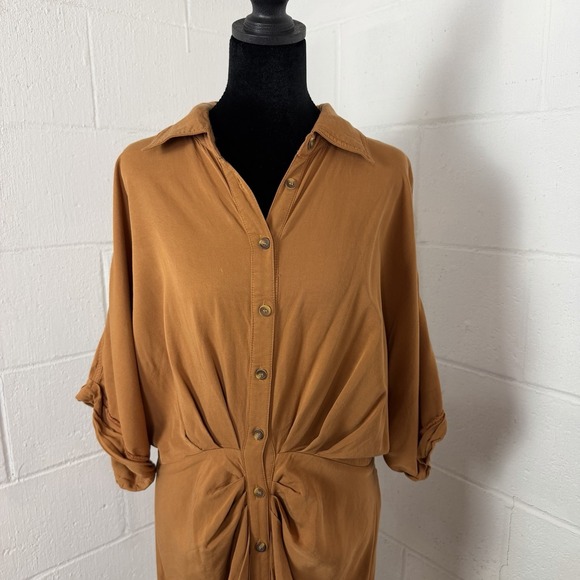 Curvy Girl by Ashley Stewart Maxi Shirt Dress Ruched Relaxed Office Eclectic 2X - Picture 2 of 14